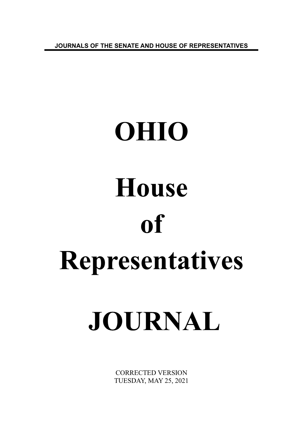 May 25, 2021 776 House Journal, Tuesday, May 25, 2021