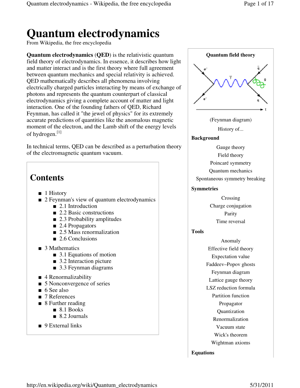 Quantum Electrodynamics - Wikipedia, the Free Encyclopedia Page 1 of 17