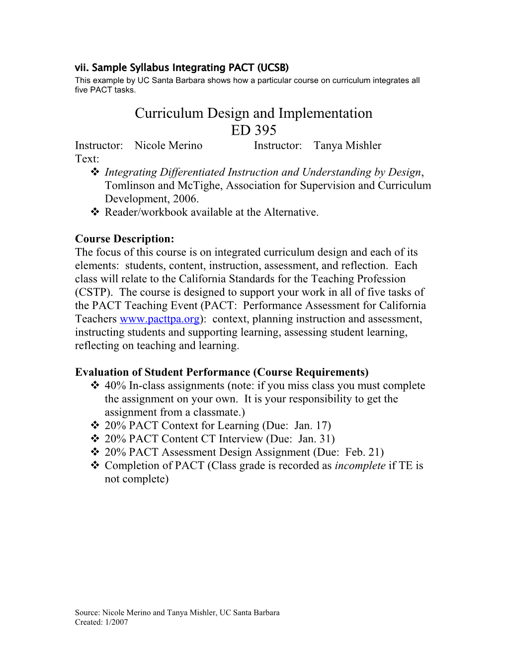 Integrated Curriculum Design