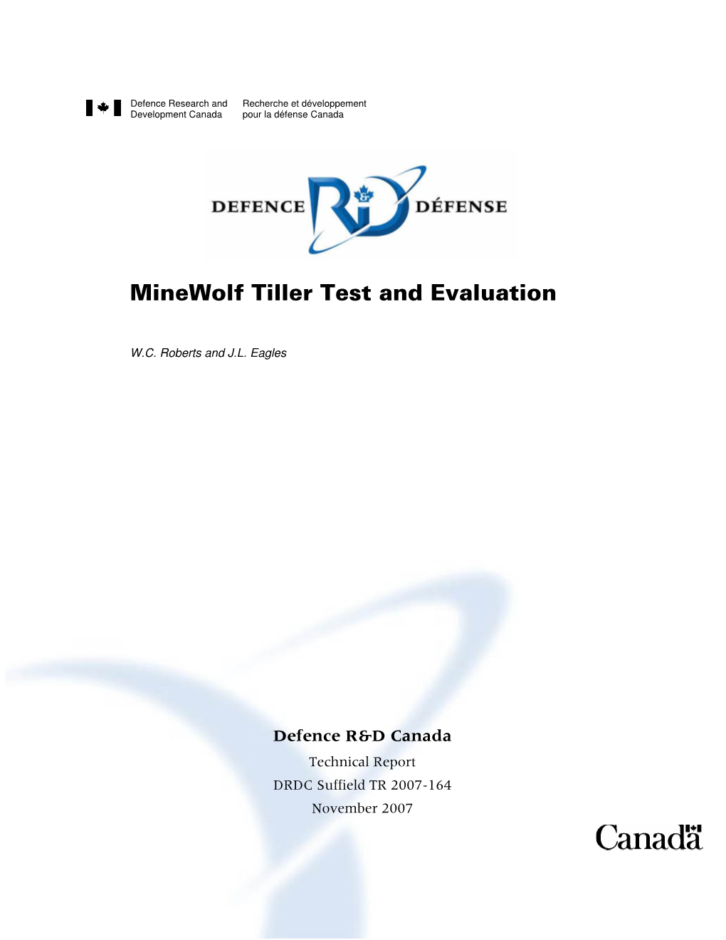 Minewolf Tiller Test and Evaluation