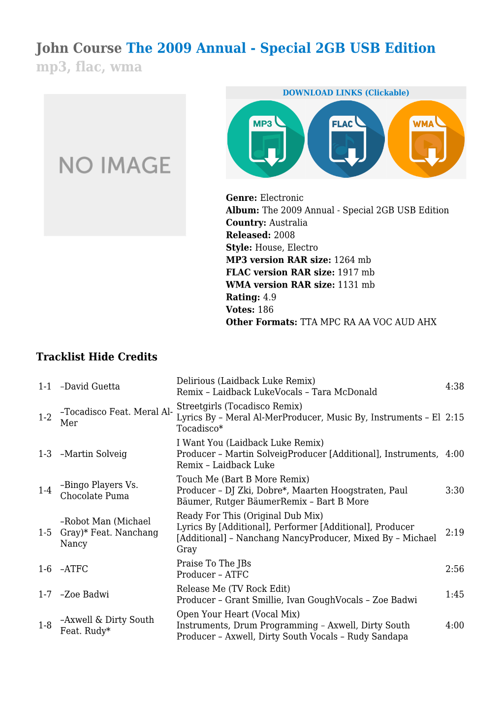 John Course the 2009 Annual - Special 2GB USB Edition Mp3, Flac, Wma