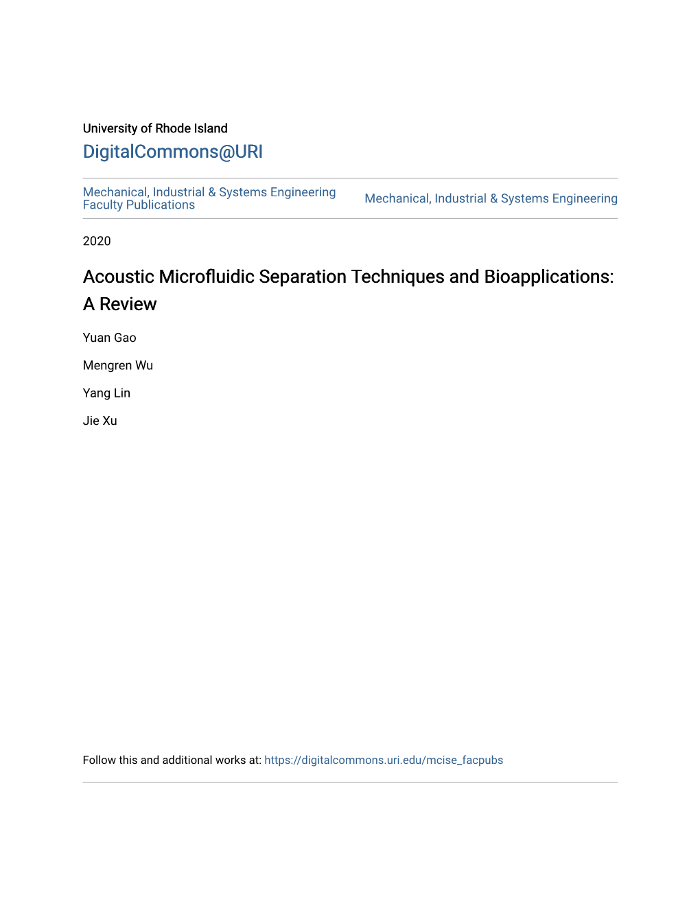 Acoustic Microfluidic Separation Techniques and Bioapplications: a Review