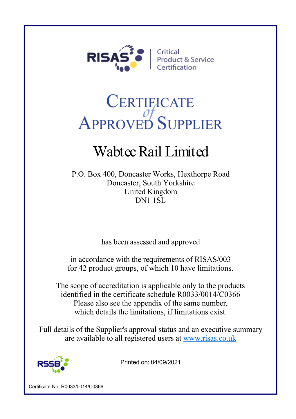 Wabtec Rail Limited