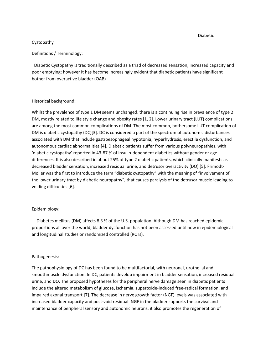 Diabetic Cystopathy