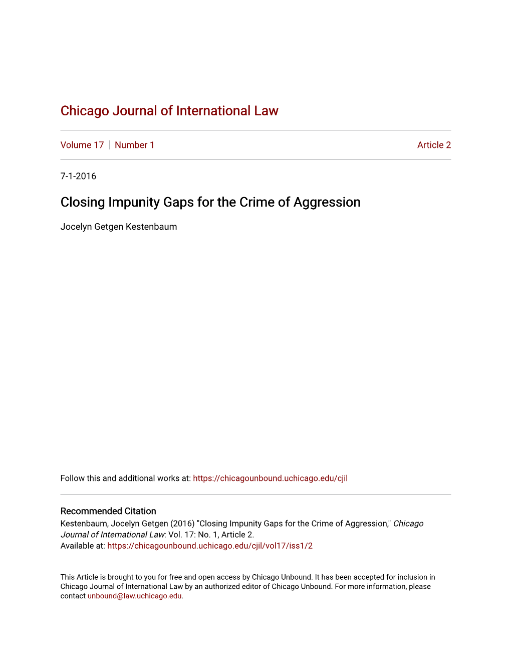 Closing Impunity Gaps for the Crime of Aggression