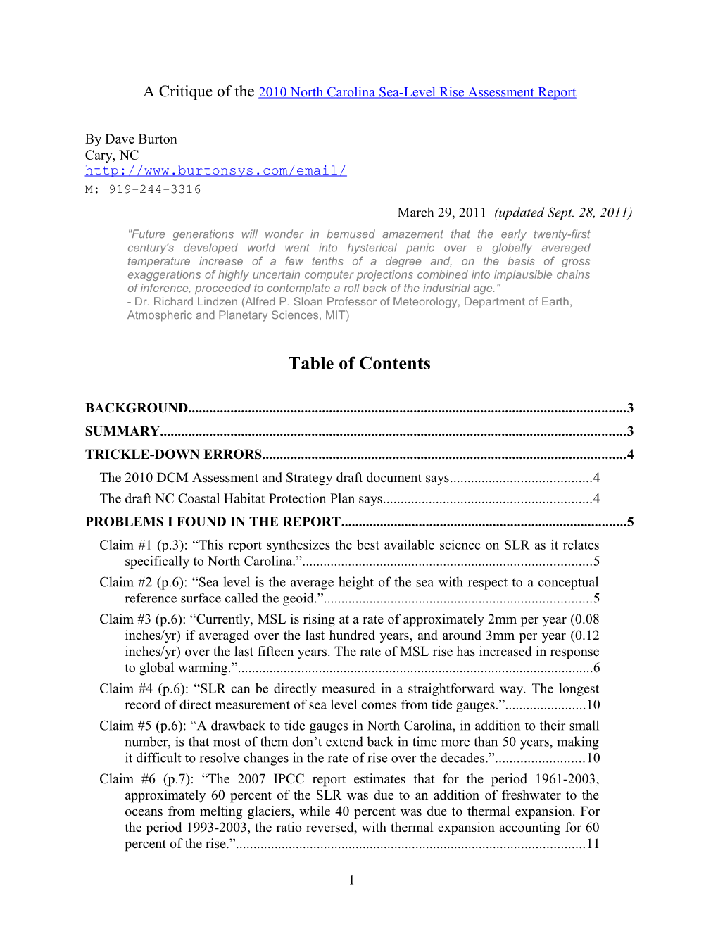 Critique of the 2010 North Carolina Sea-Level Rise Assessment Report