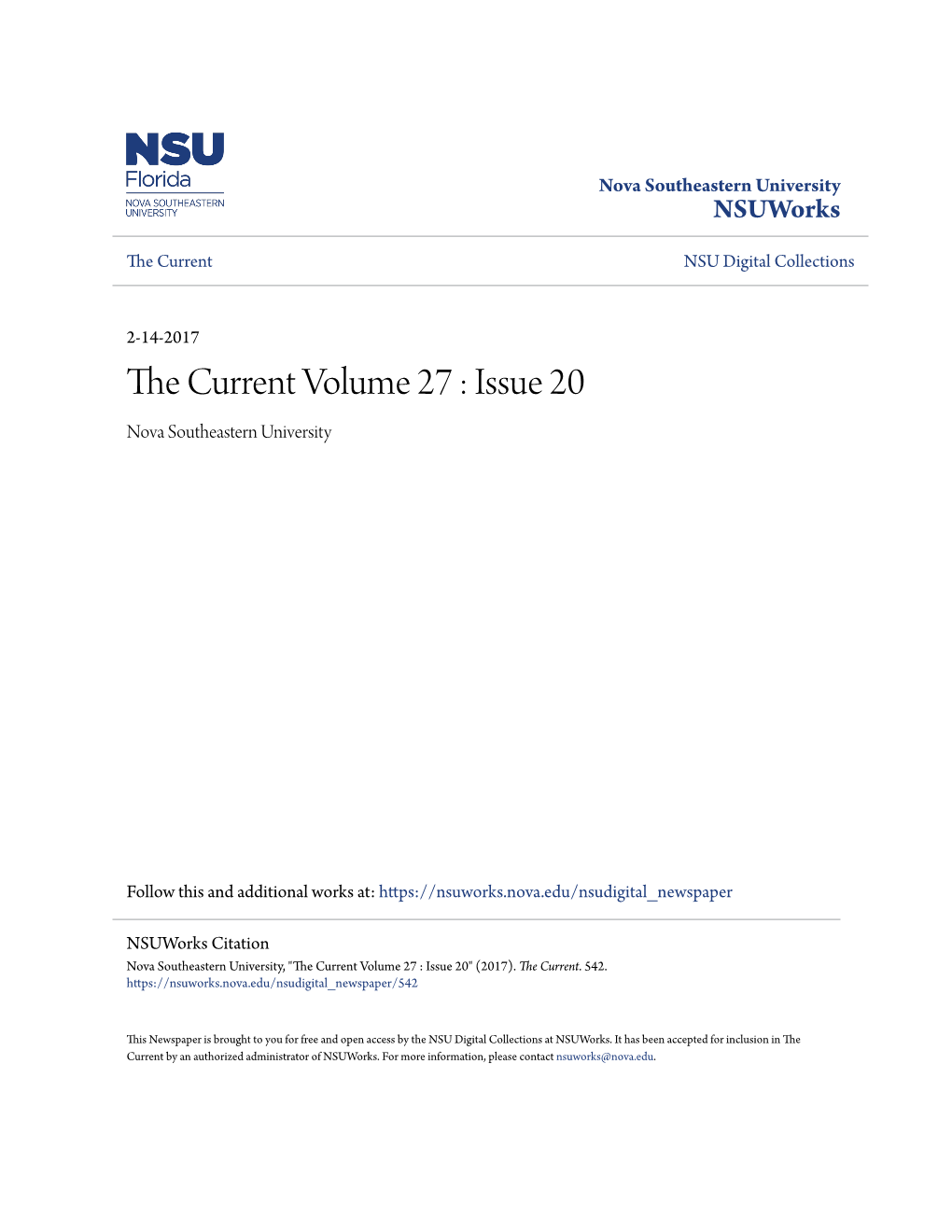 The Current Volume 27 : Issue 20