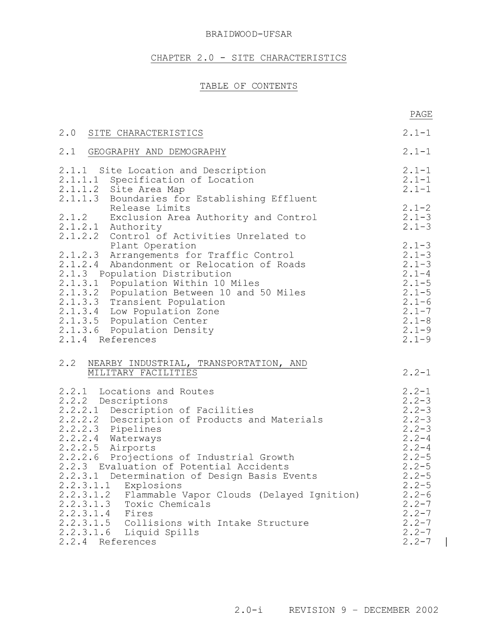 Byron/Braidwood Nuclear Stations, Updated Final Safety Analysis Report