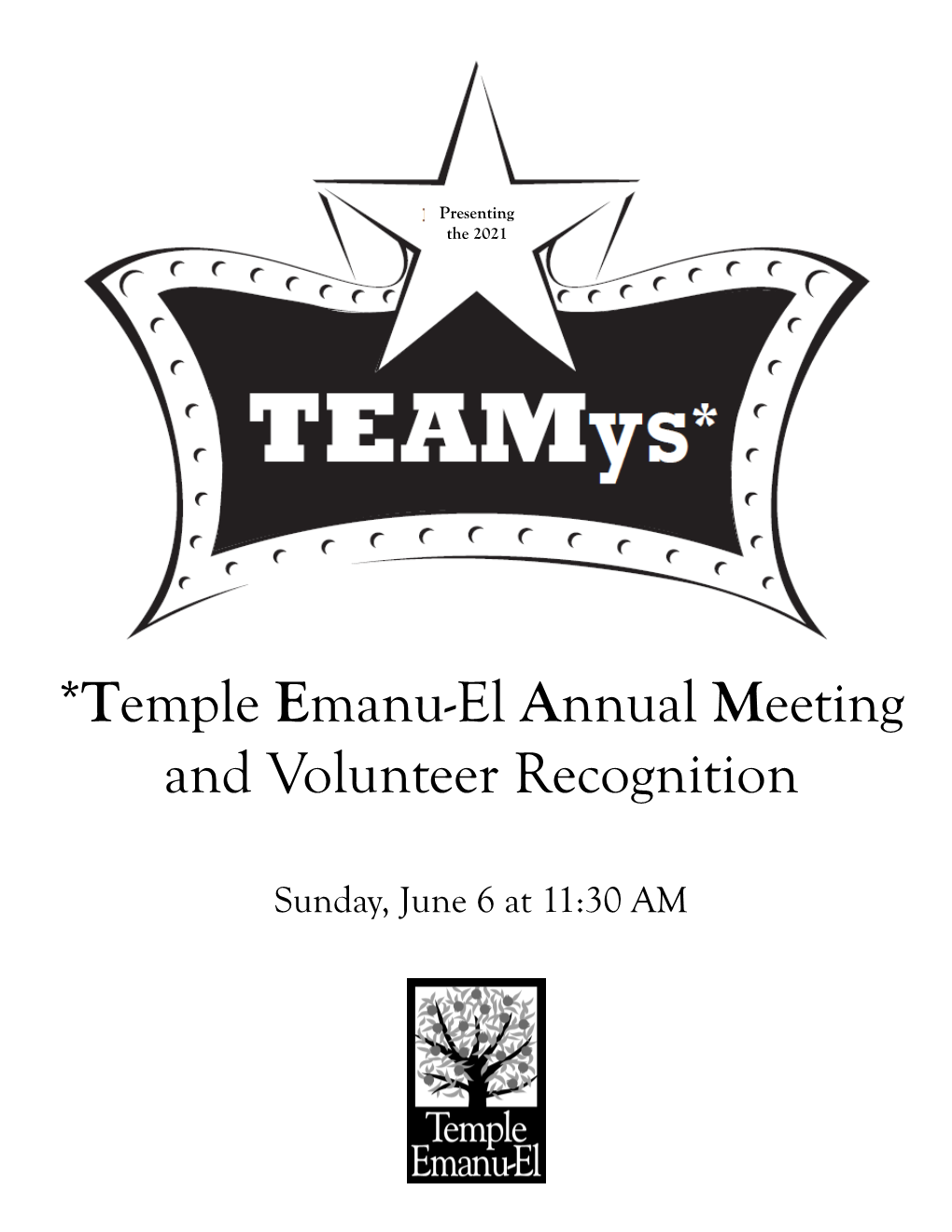 *Temple Emanu-El Annual Meeting and Volunteer Recognition