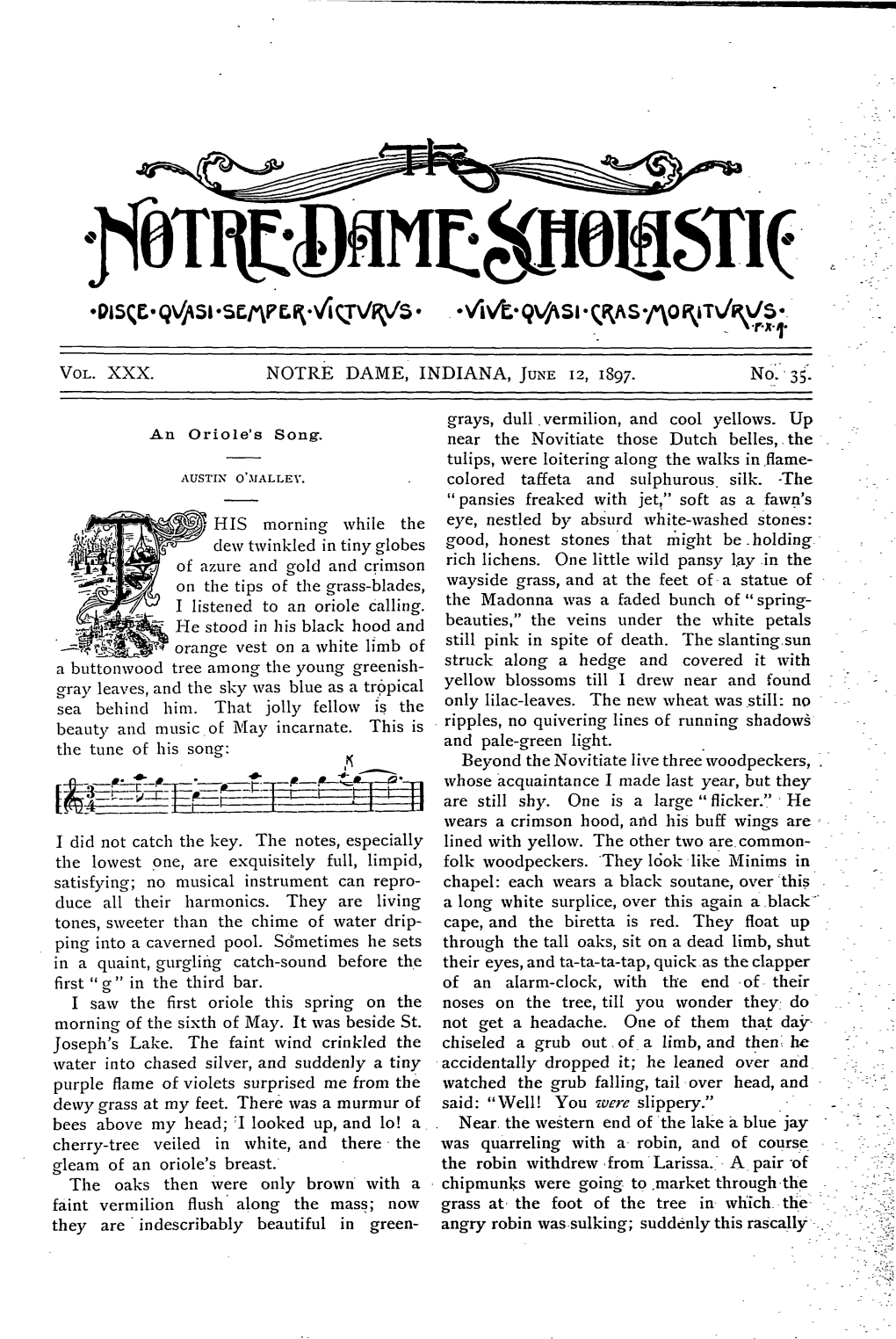 Notre Dame Scholastic, Vol. 30, No. 35