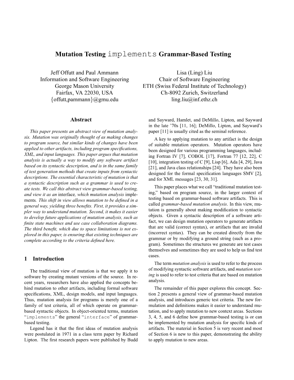 Mutation Testing Implements Grammar-Based Testing