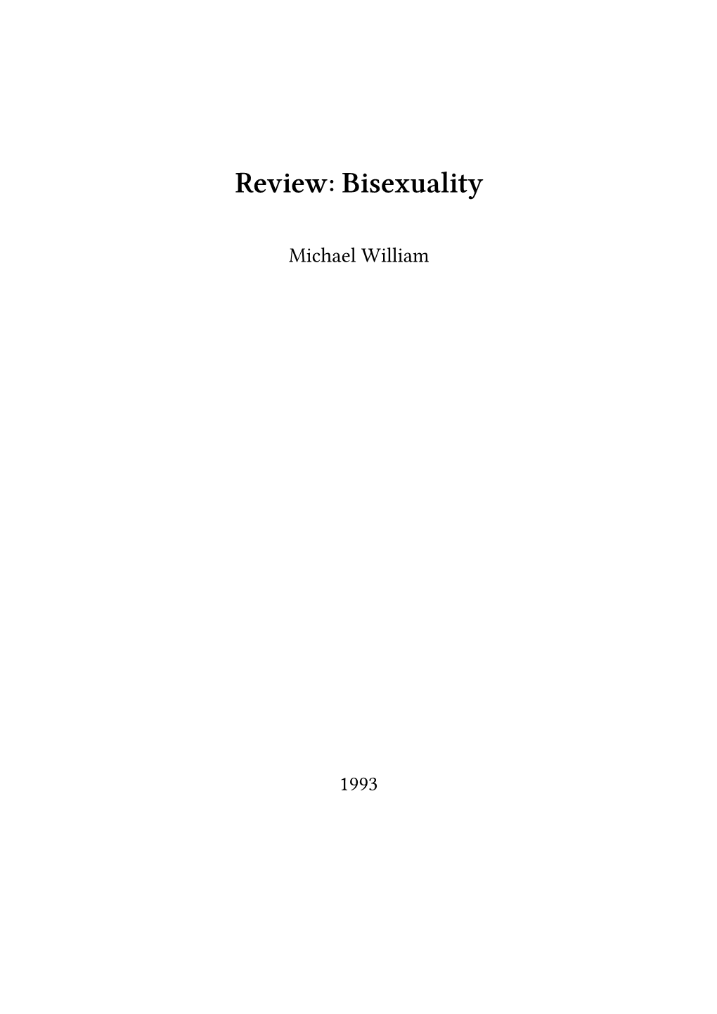 Review: Bisexuality