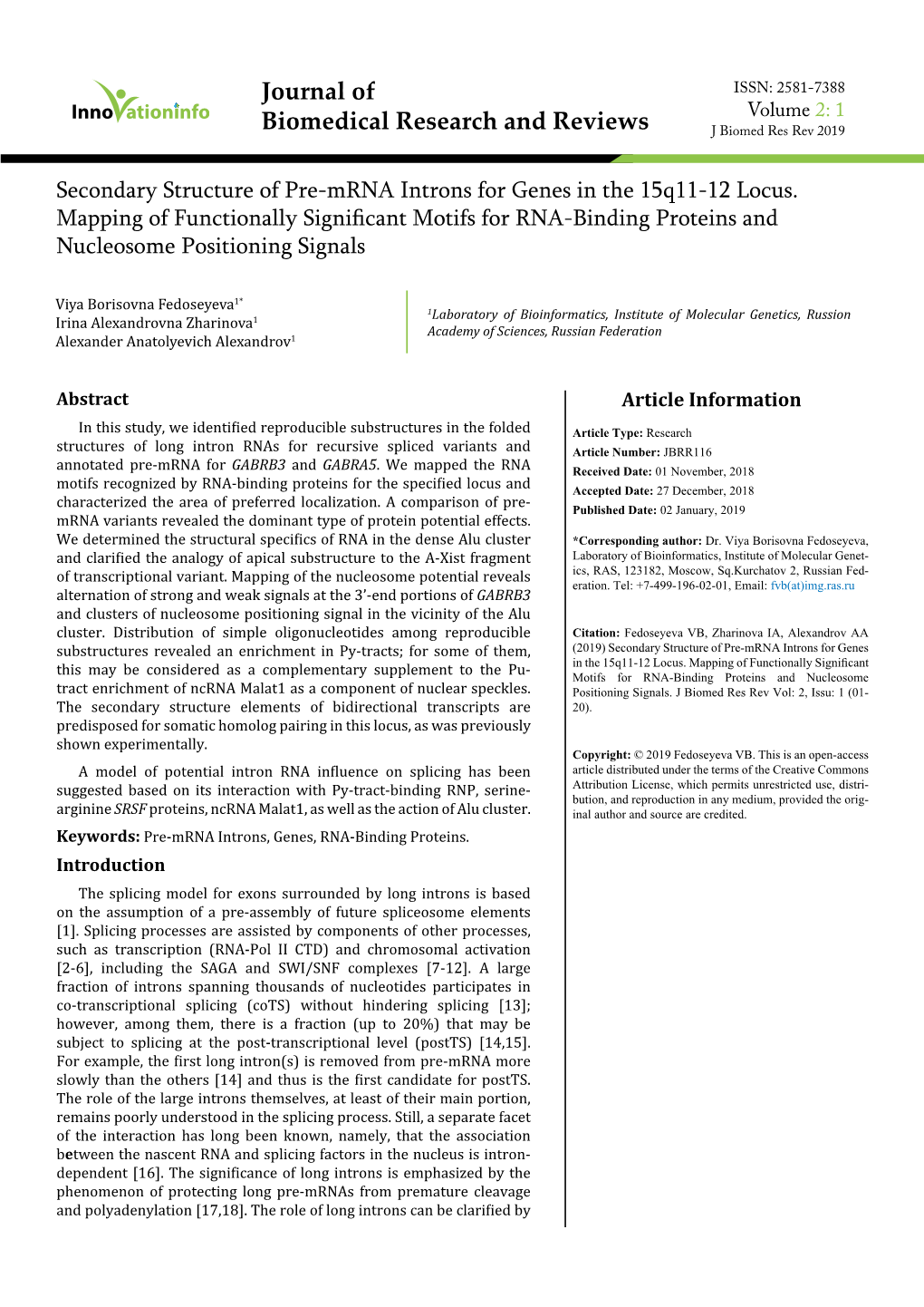 Secondary Structure of Pre-Mrna Introns for Genes in the 15Q11-12 Locus