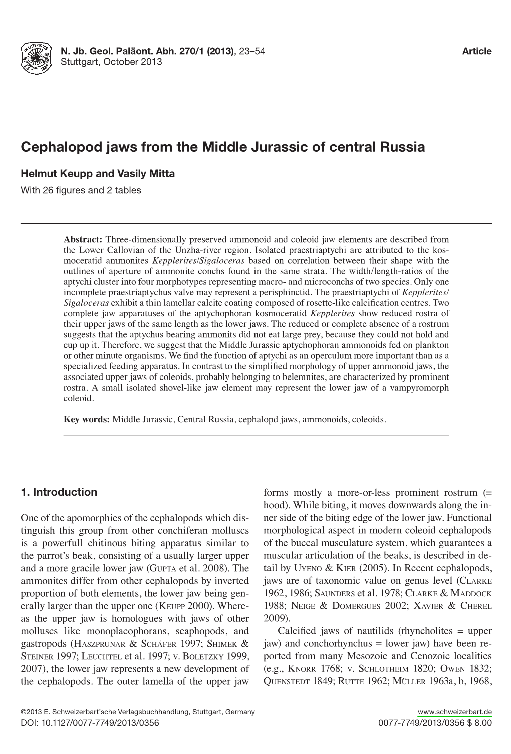 Cephalopod Jaws from the Middle Jurassic of Central Russia