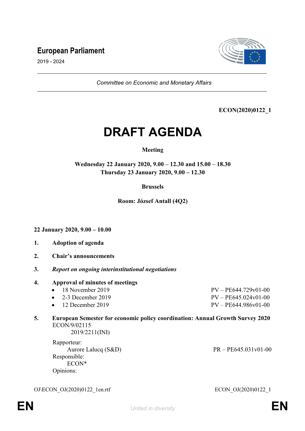 En En Draft Agenda