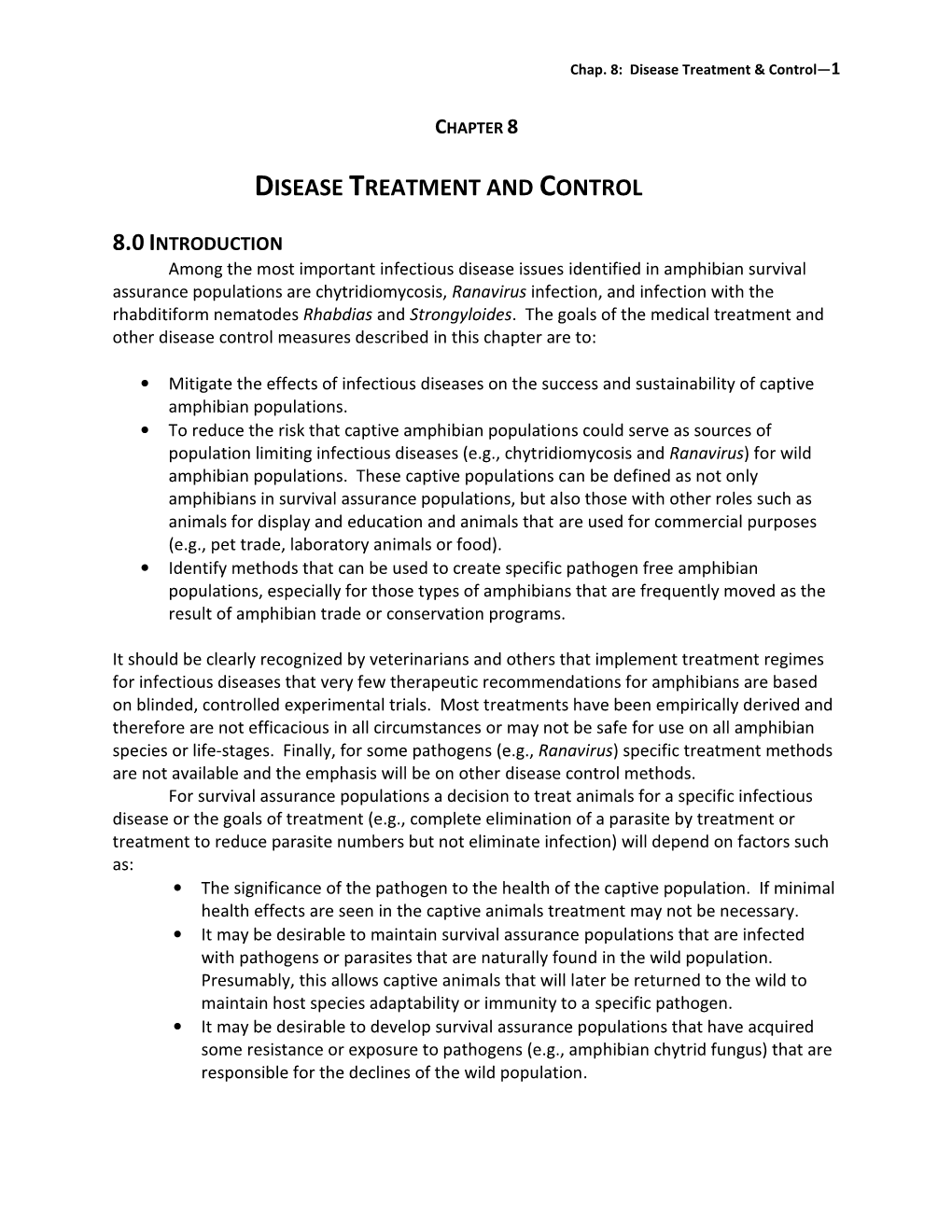 Disease Treatment and Control