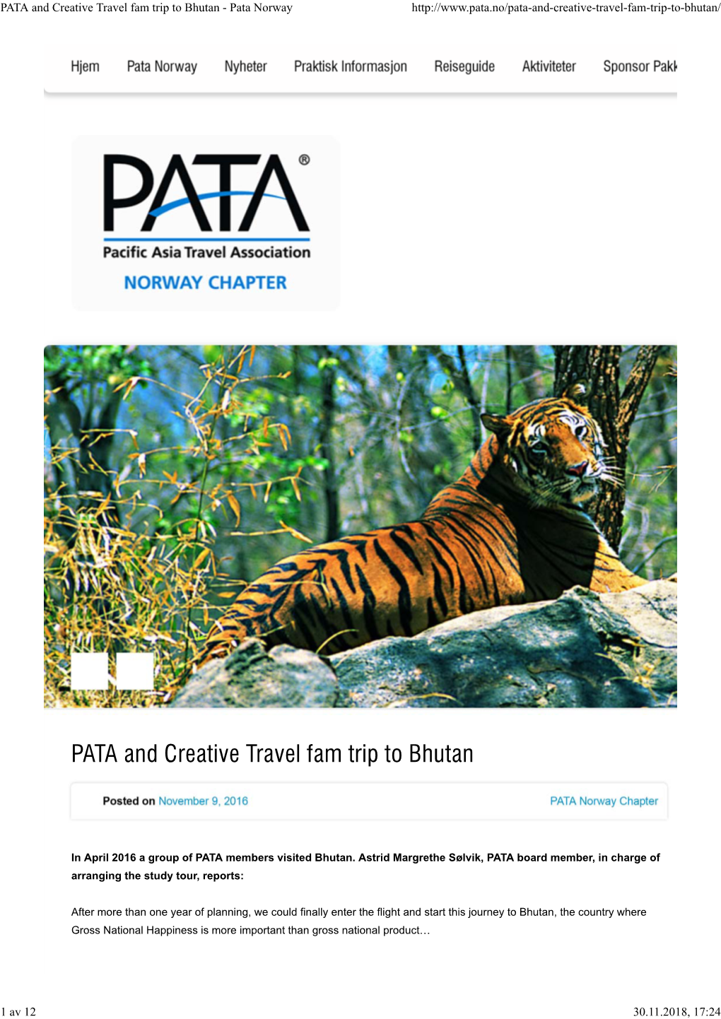 PATA and Creative Travel Fam Trip to Bhutan - Pata Norway