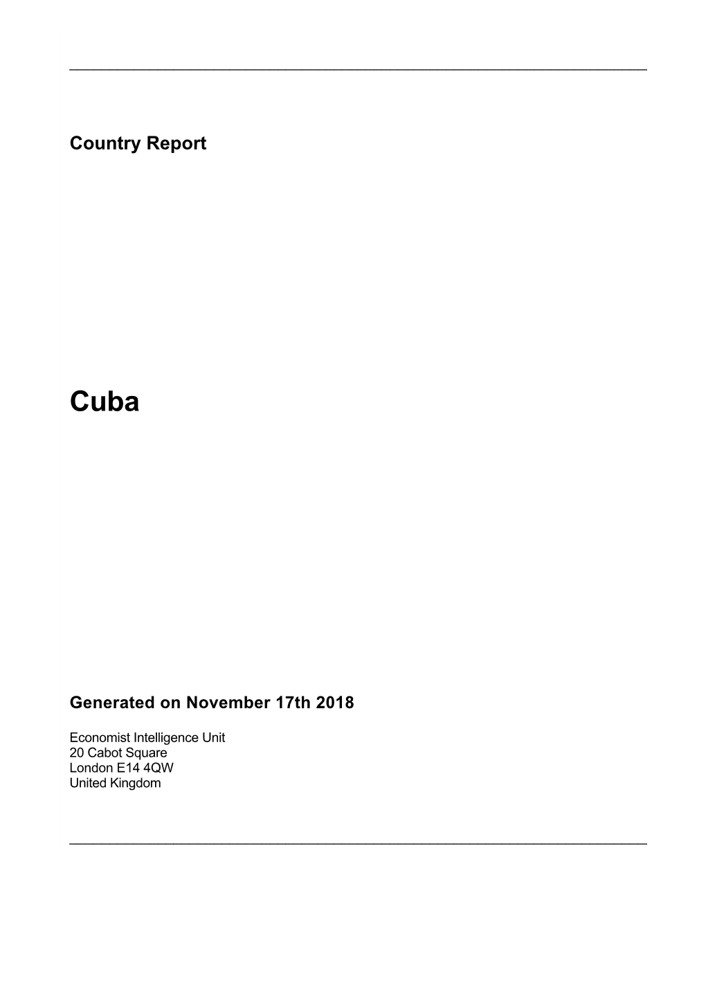 Country Report Cuba November 2018