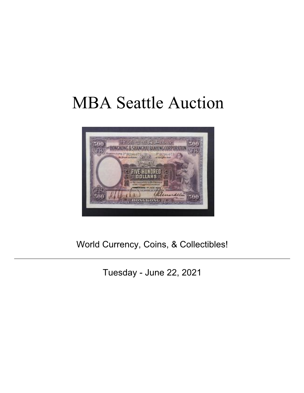 MBA Seattle Auction