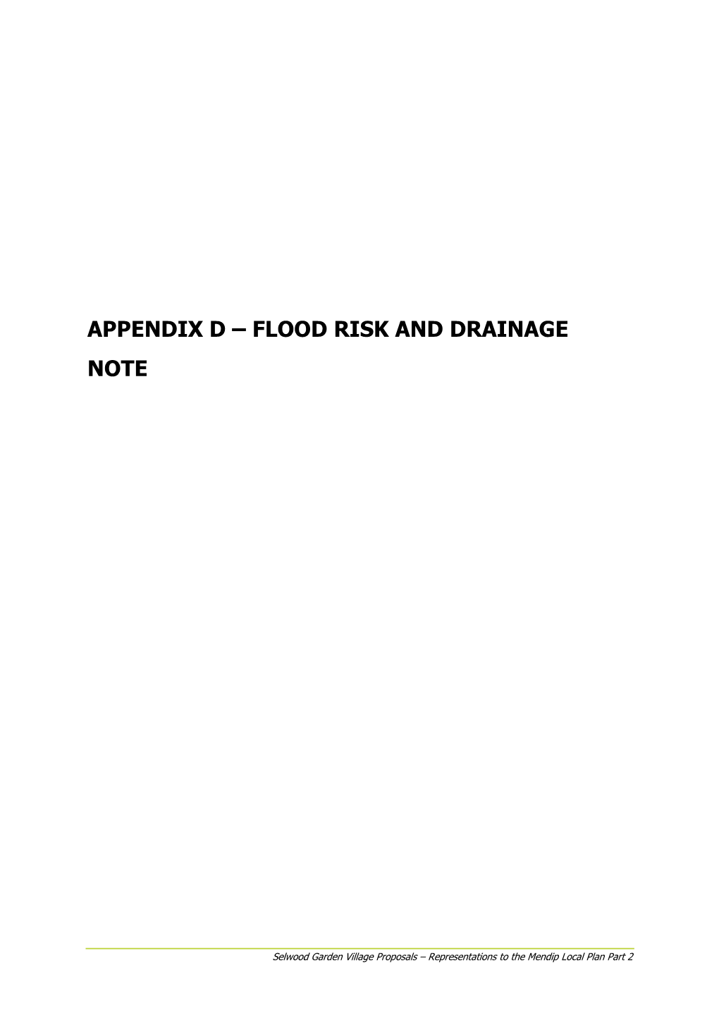 Flood Risk and Drainage Note