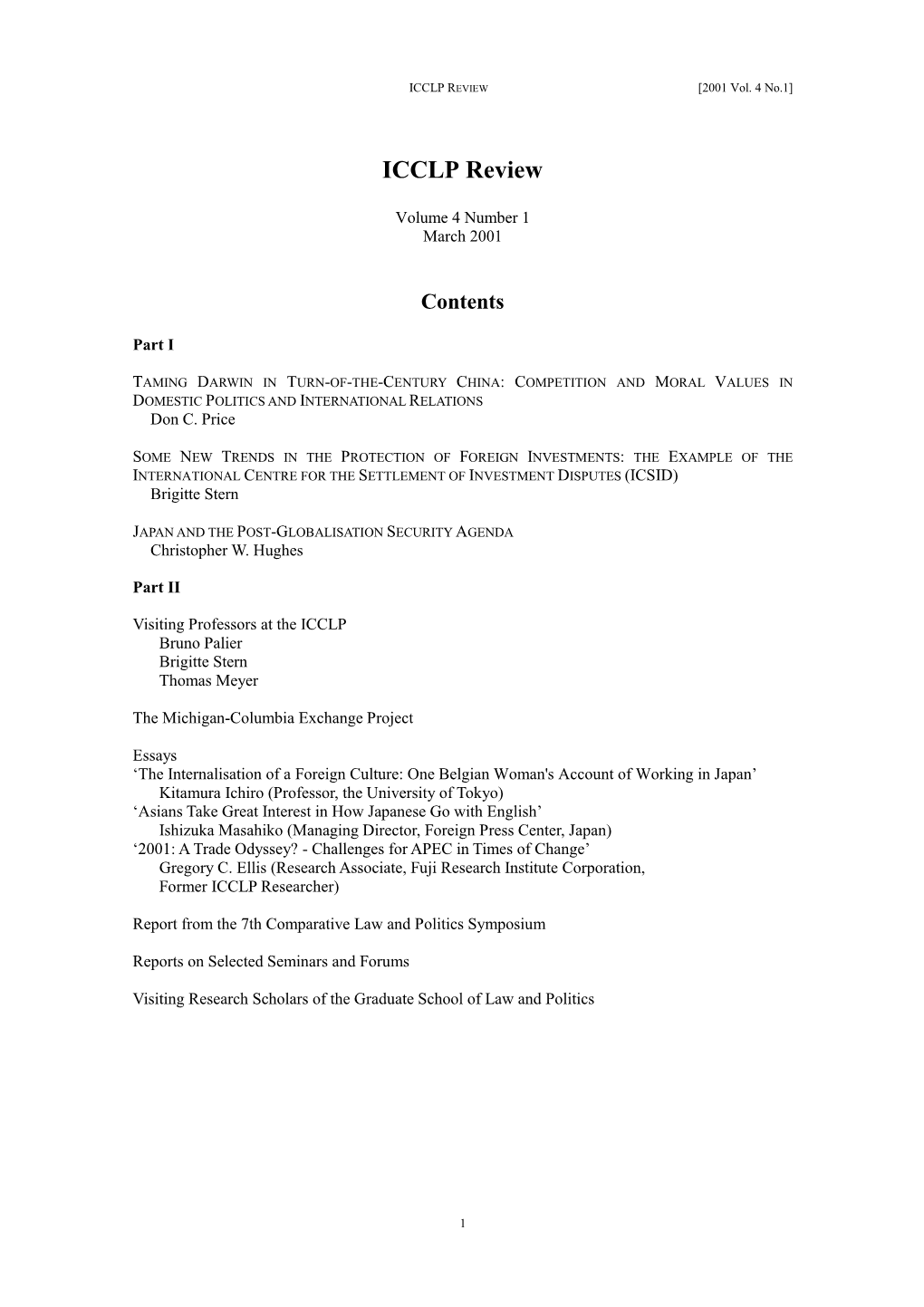 ICCLP REVIEW [2001 Vol