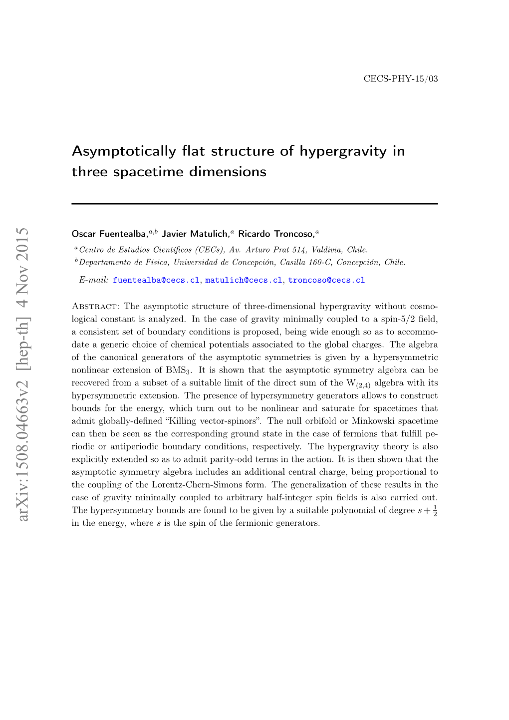 Asymptotically Flat Structure of Hypergravity in Three Spacetime