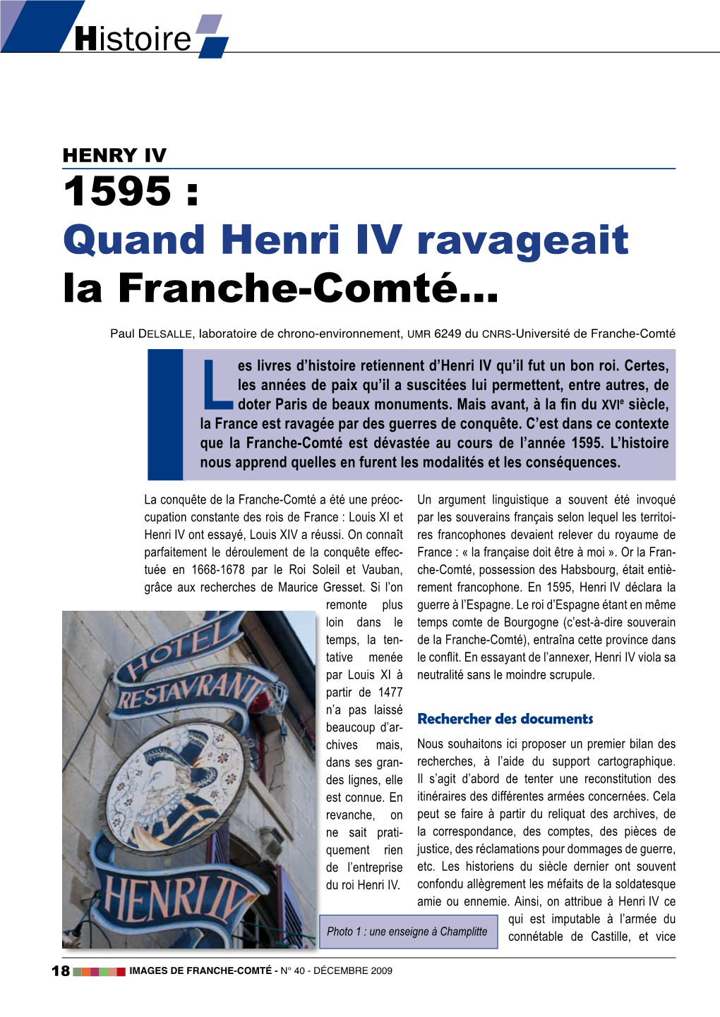 1595 : Quand Henri IV Ravageait La Franche-Comté... P. Delsalle