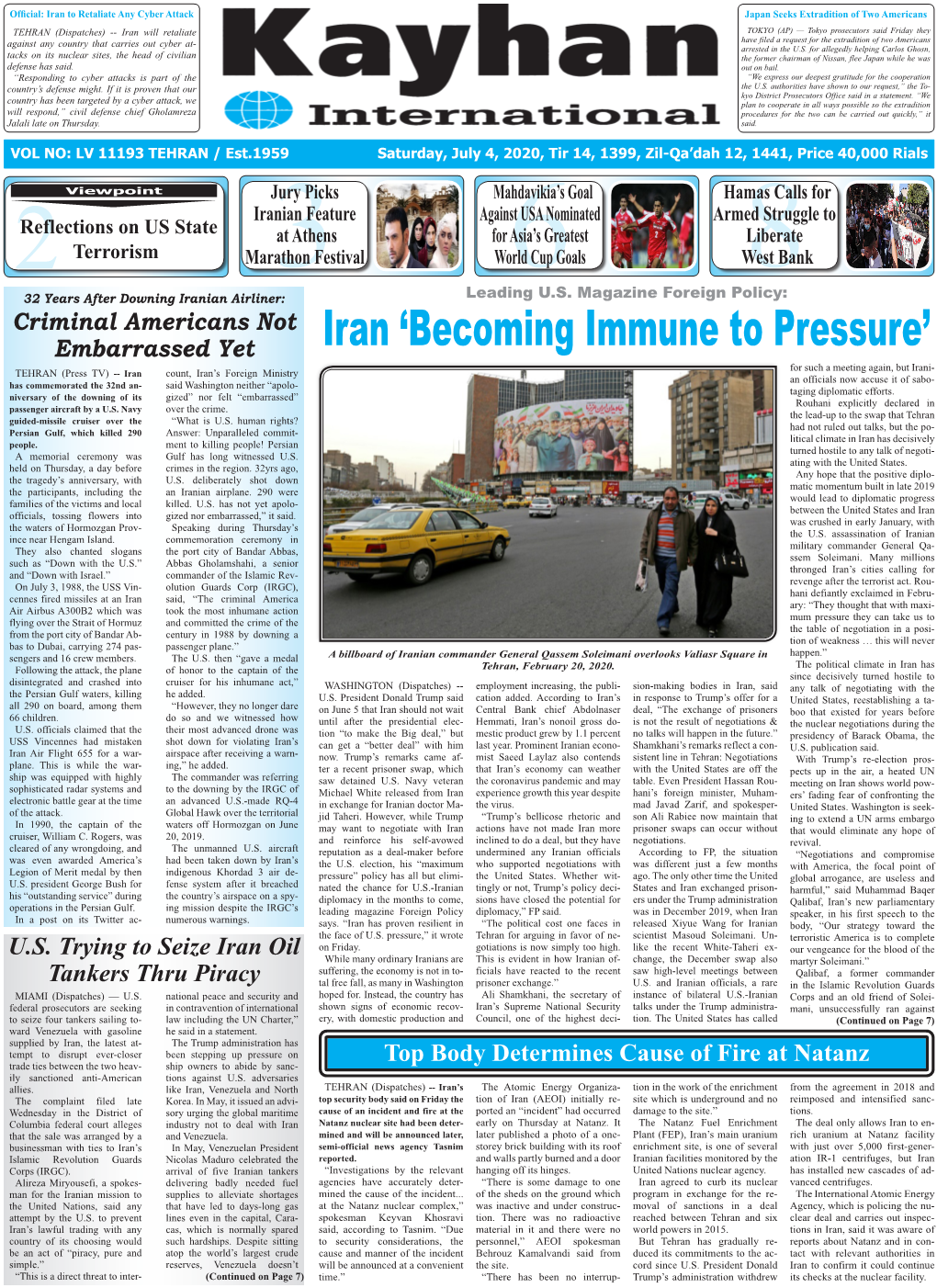Iran 'Becoming Immune to Pressure'