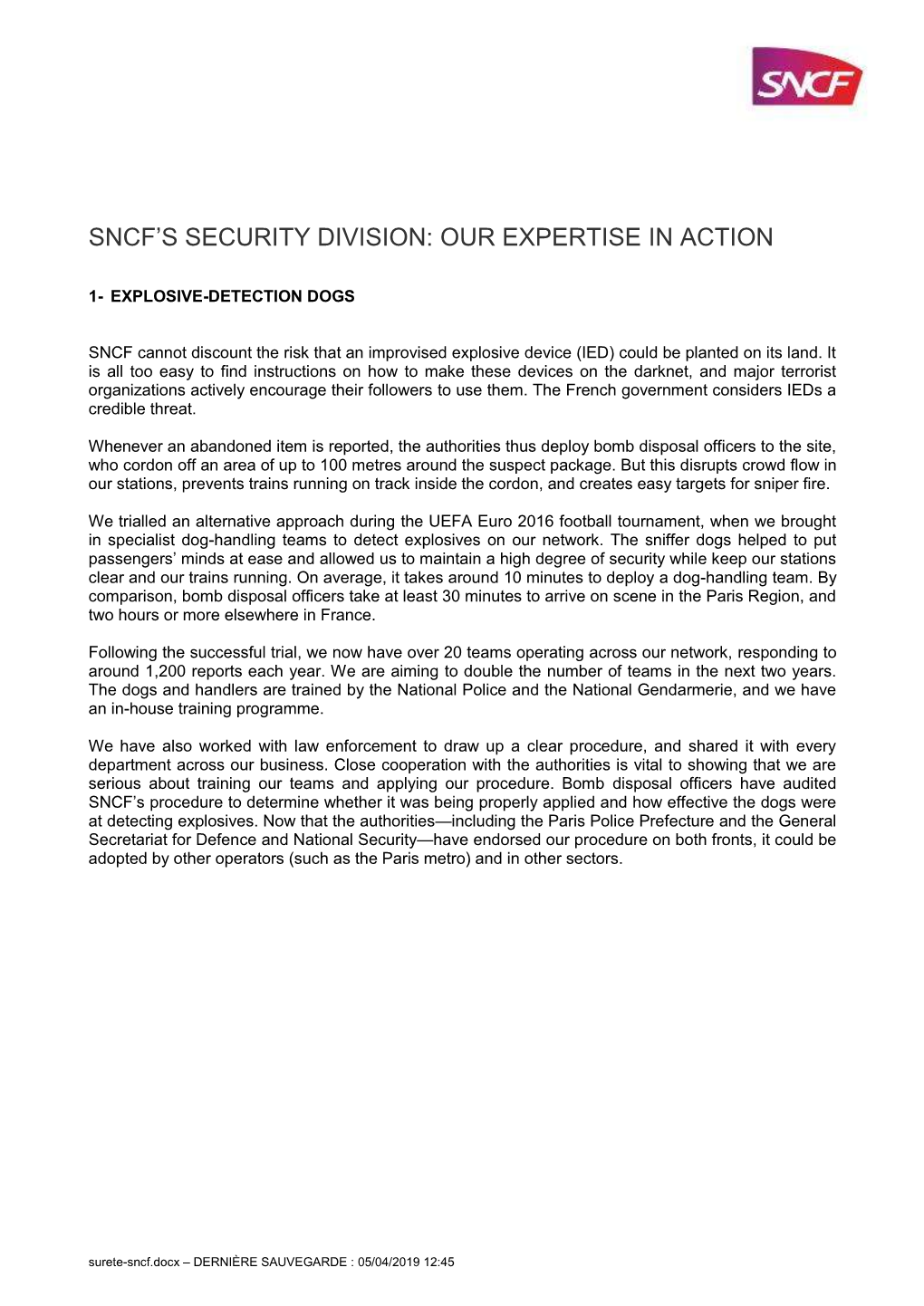 Sncf's Security Division: Our Expertise in Action