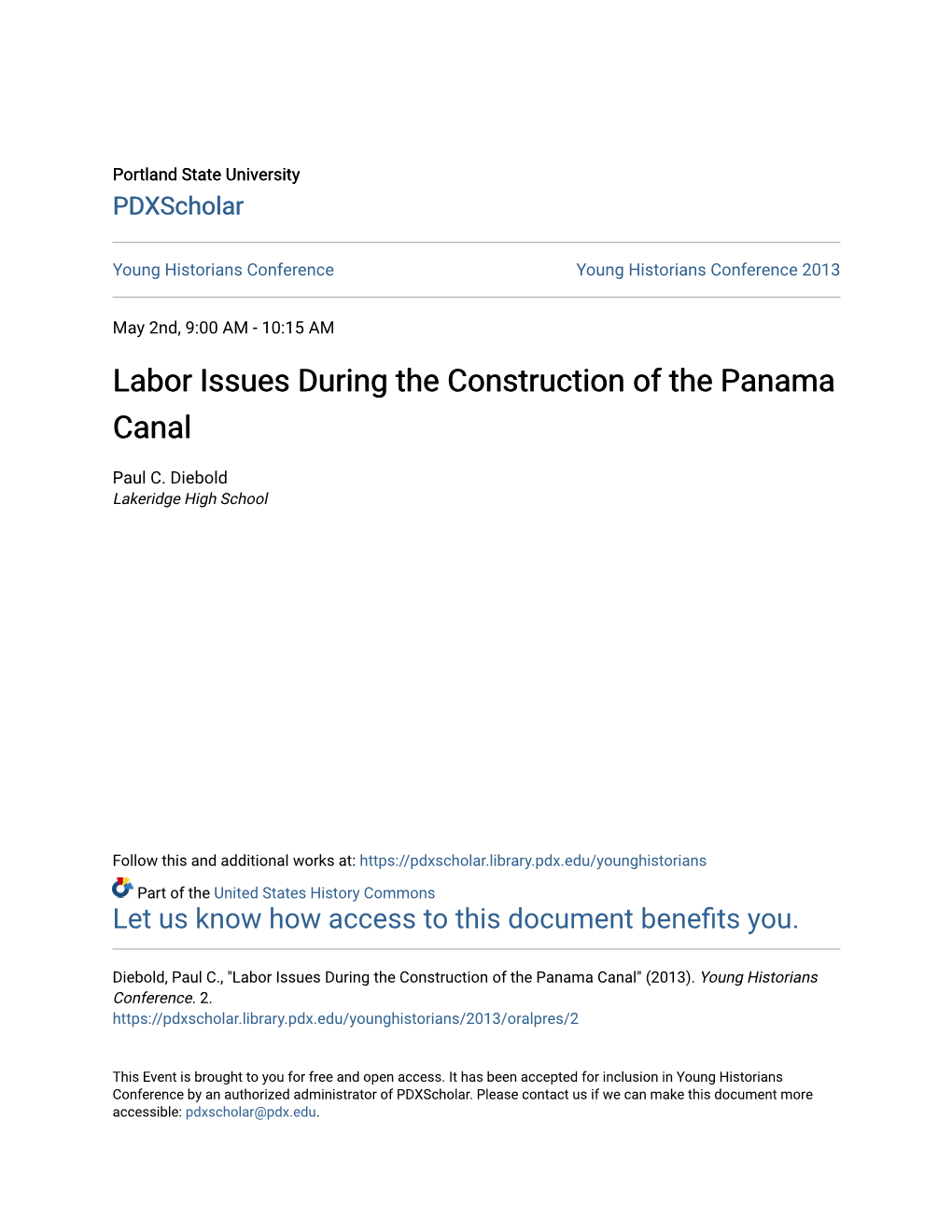 Labor Issues During the Construction of the Panama Canal