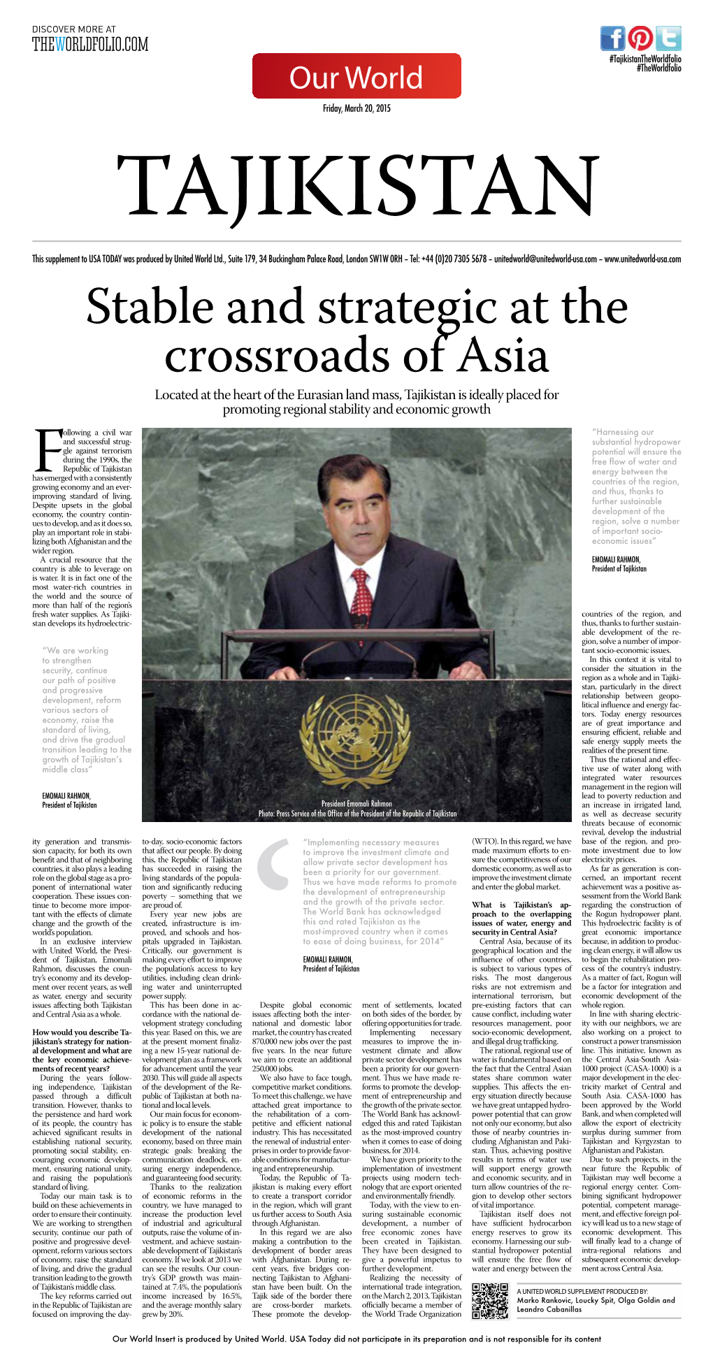 Stable and Strategic at the Crossroads of Asia