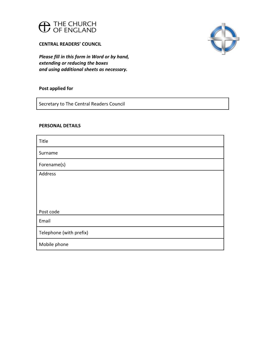 Please Fill in This Form in Word Or by Hand