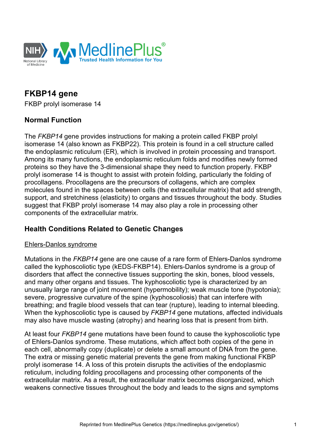 FKBP14 Gene FKBP Prolyl Isomerase 14