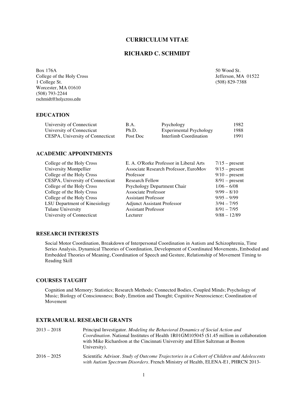 Curriculum Vitae Richard C. Schmidt