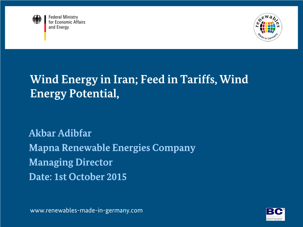 Use of Wind Energy in Iran