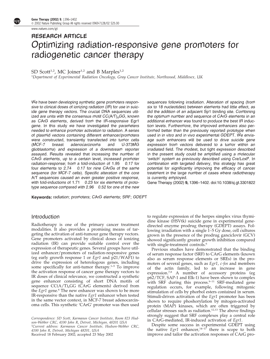 Optimizing Radiation-Responsive Gene Promoters for Radiogenetic Cancer Therapy