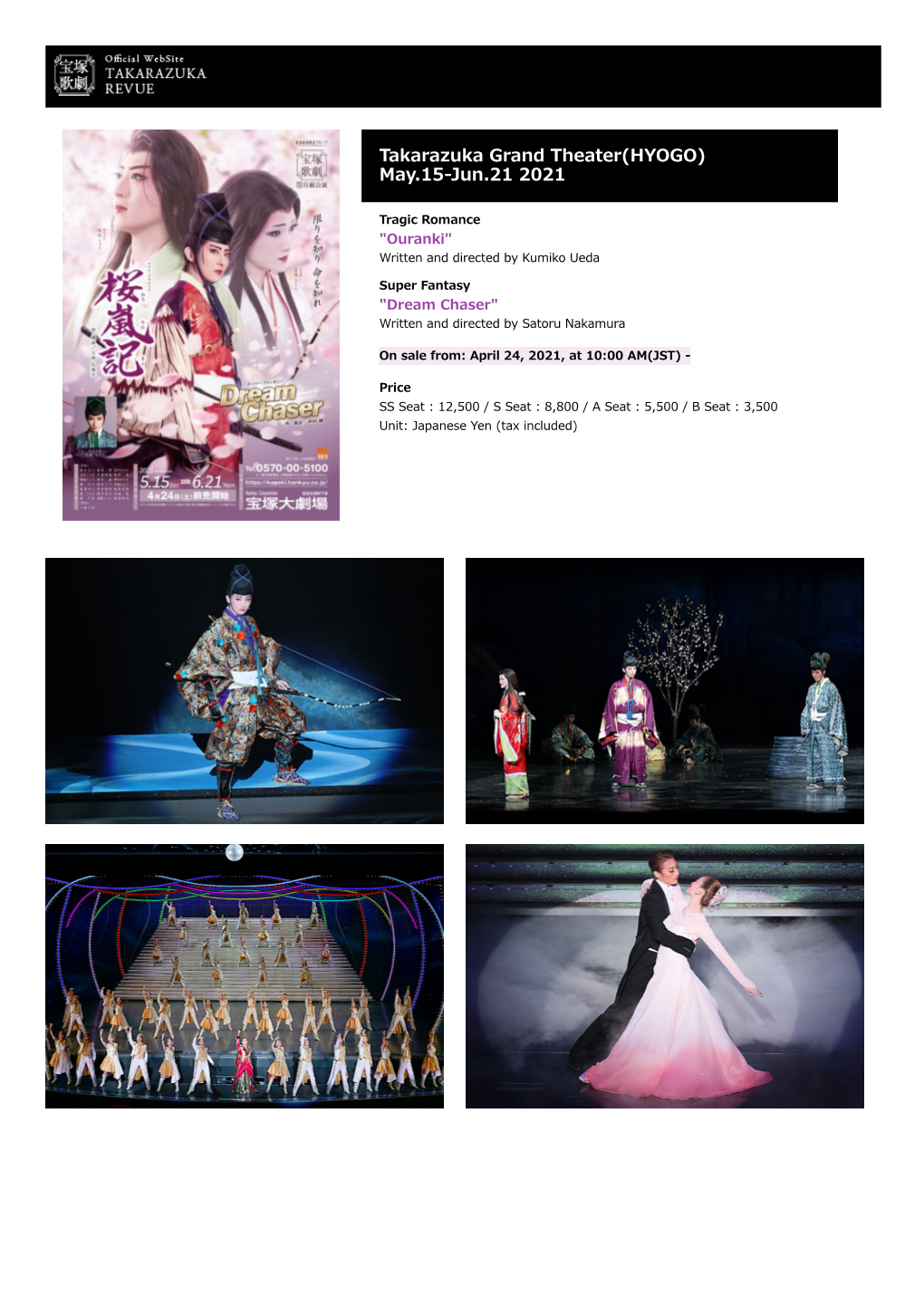 Takarazuka Grand Theater(HYOGO) May.15-Jun.21 2021