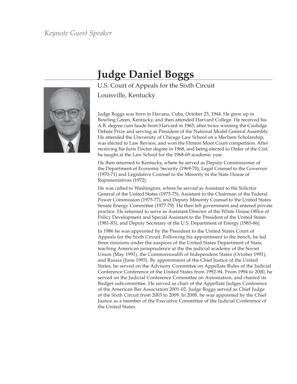 Judge Daniel Boggs U.S