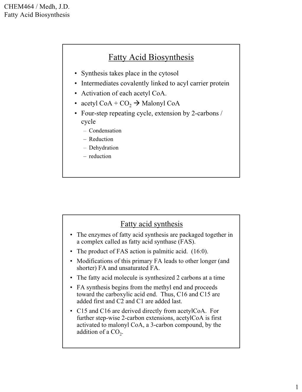 Fatty Acid Biosynthesis