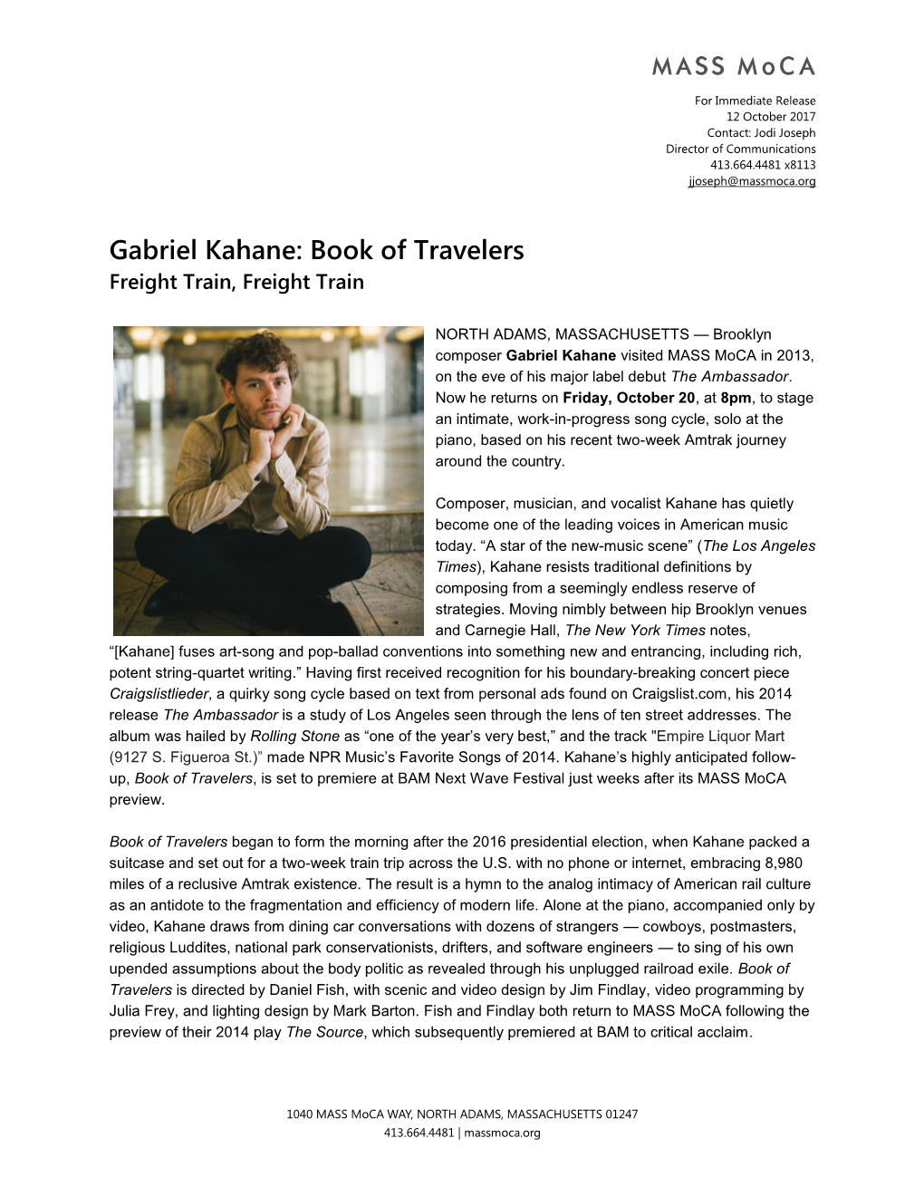 Gabriel Kahane: Book of Travelers Freight Train, Freight Train