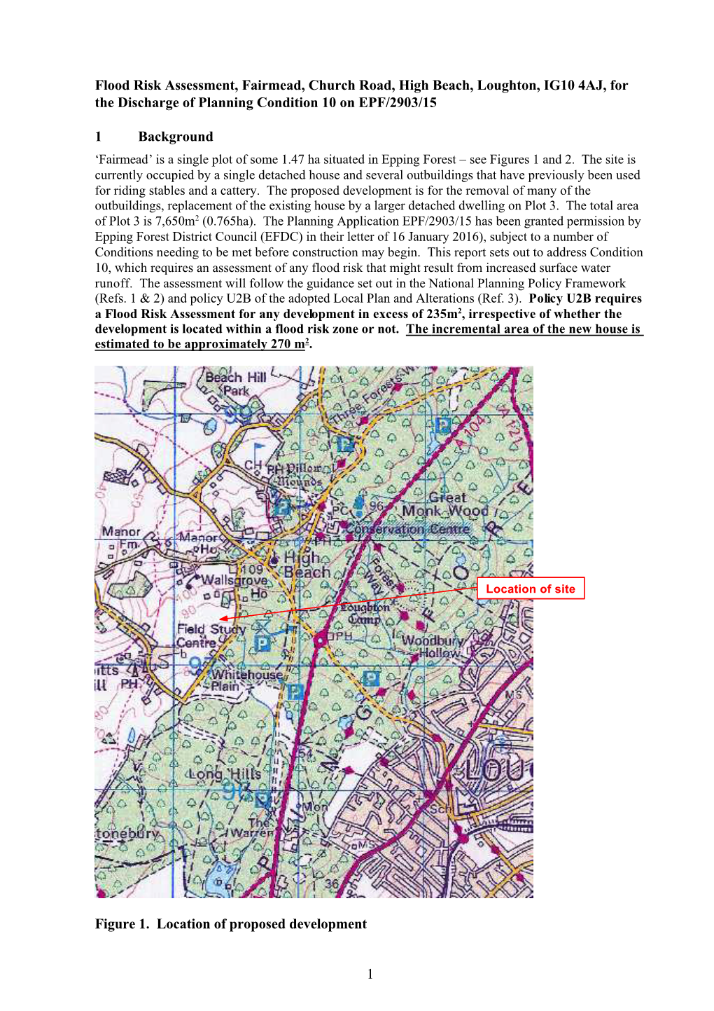 Flood Risk Assessment, Fairmead, Church Road, High Beach, Loughton, IG10 4AJ, for the Discharge of Planning Condition 10 on EPF/2903/15