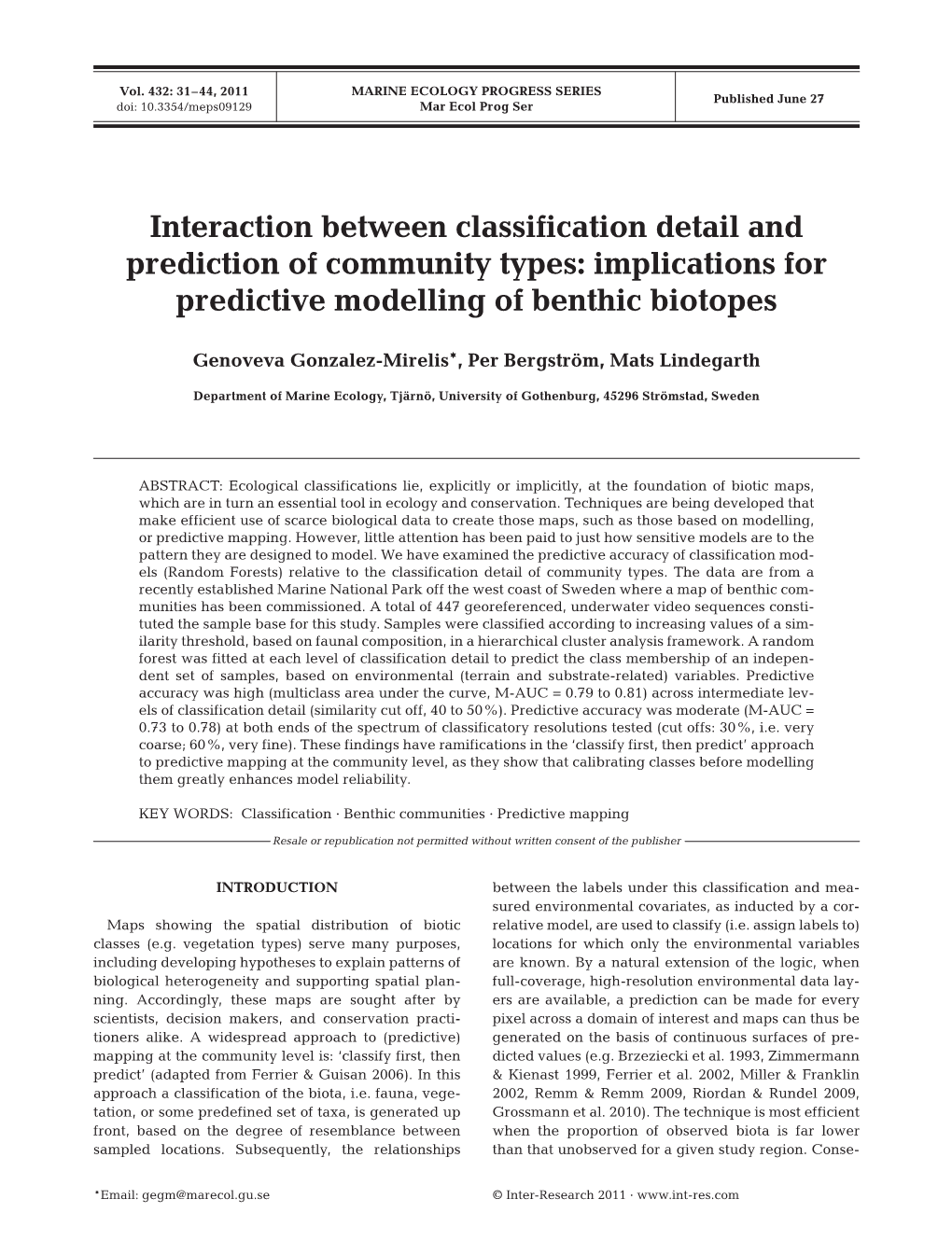 Interaction Between Classification Detail and Prediction of Community Types: Implications for Predictive Modelling of Benthic Biotopes