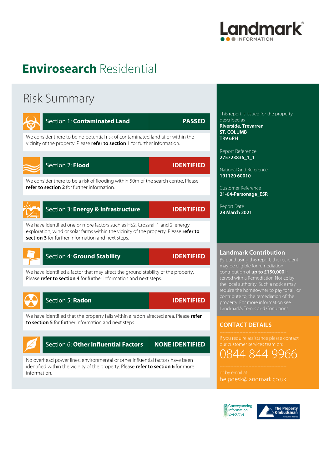 Risk Summary Envirosearch Residential