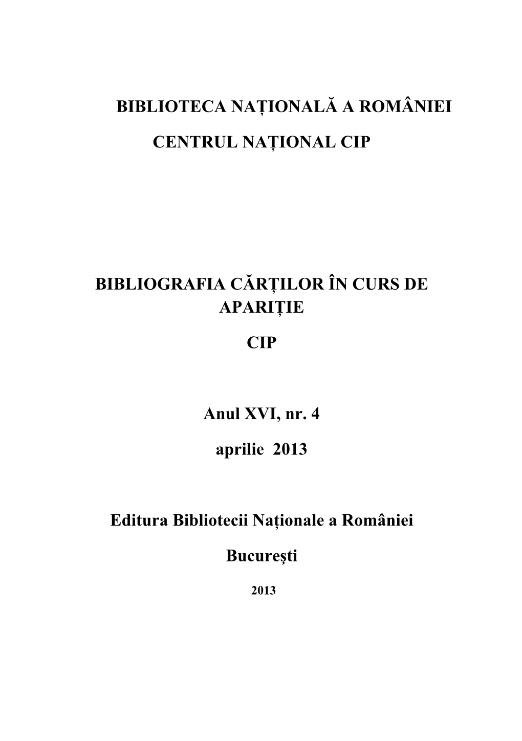 Bibliografia Cărţilor În Curs De Apariţie