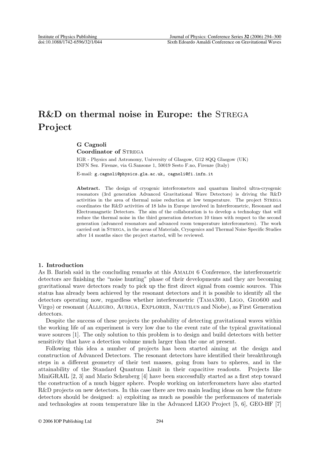 R&D on Thermal Noise in Europe