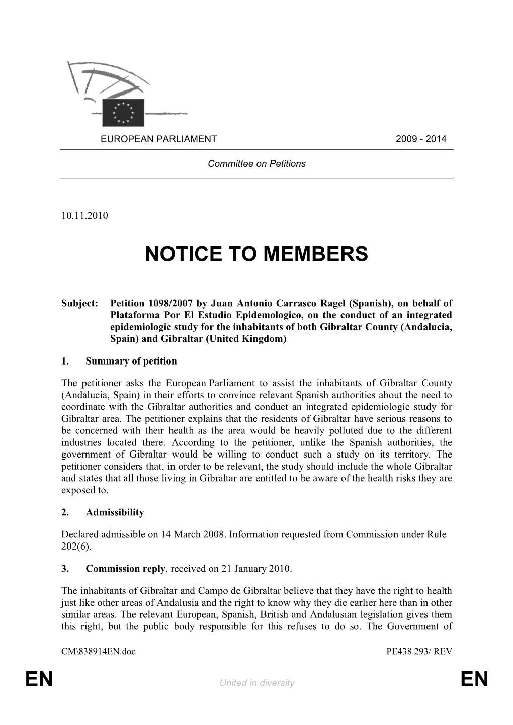 En En Notice to Members