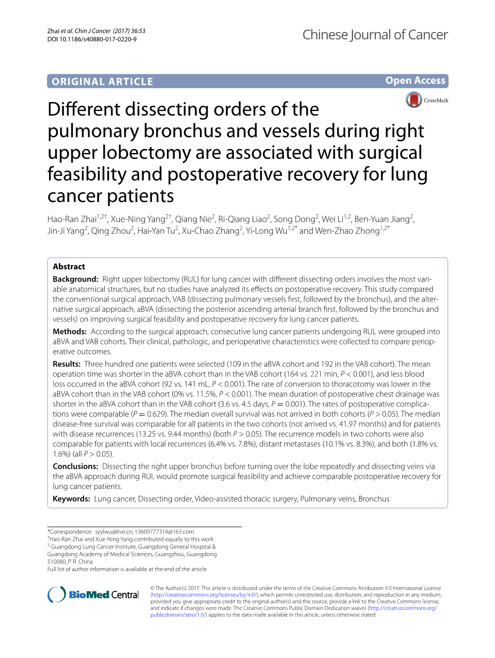 Different Dissecting Orders of the Pulmonary Bronchus and Vessels
