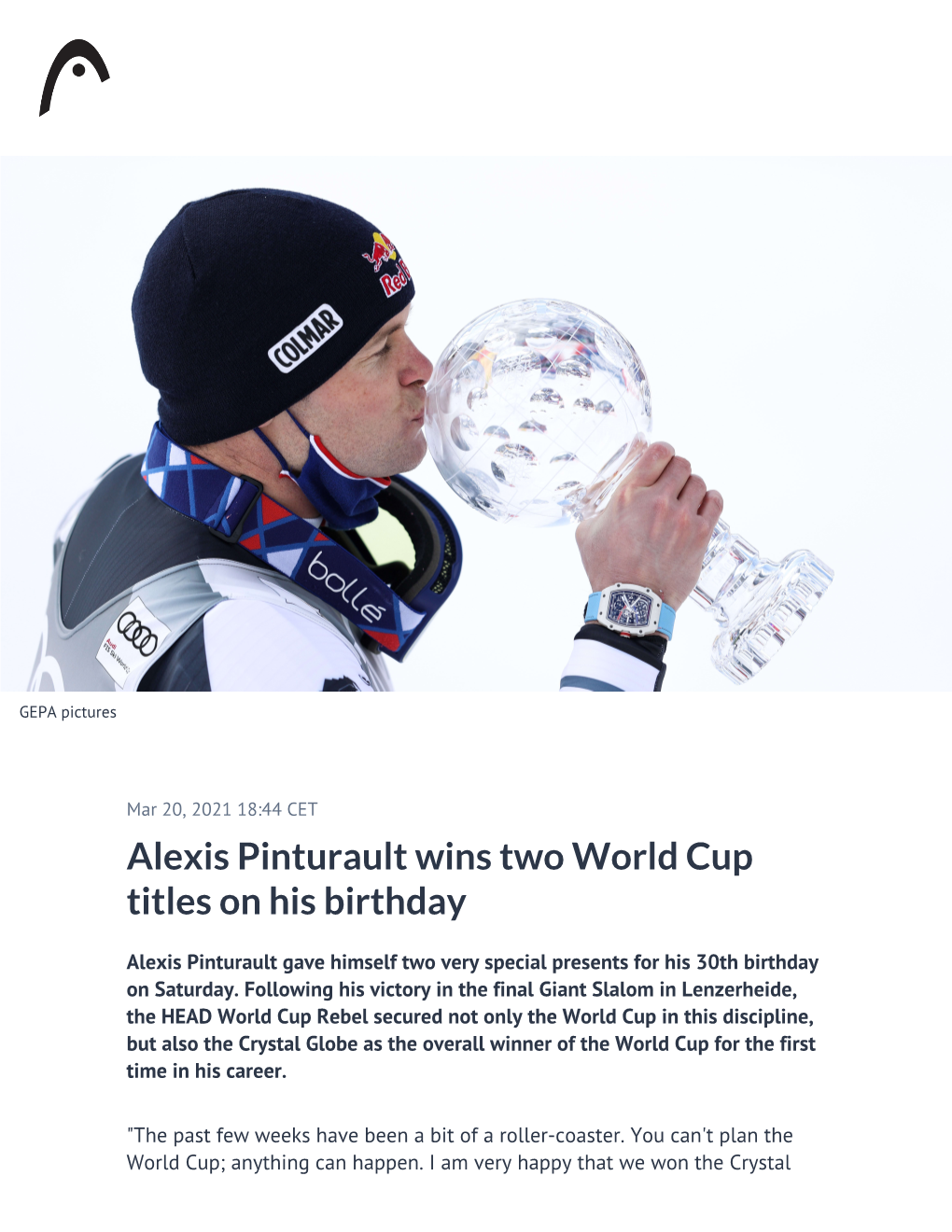 Alexis Pinturault Wins Two World Cup Titles on His Birthday