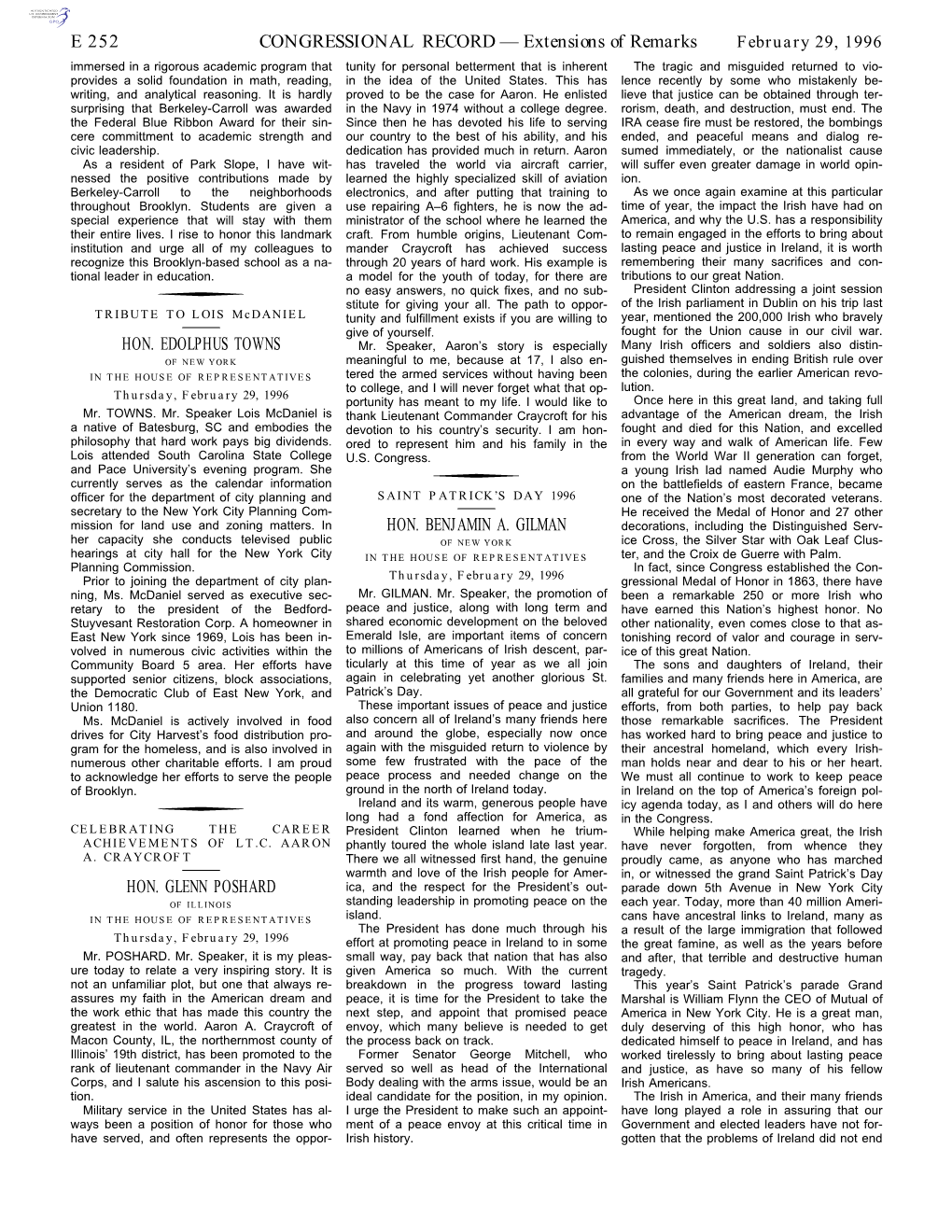 CONGRESSIONAL RECORD— Extensions of Remarks E 252 HON