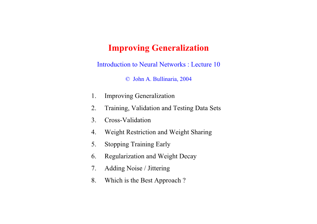 Improving Generalization